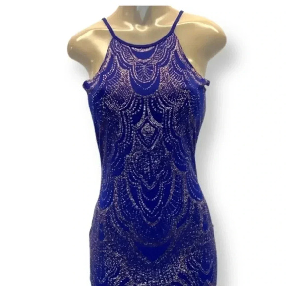 Jump Size Medium Spaghetti Strap Blue Bedazzled Sparkling Dress. New With Tags - Picture 5 of 5